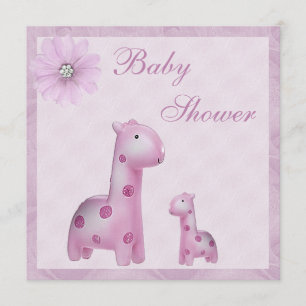 Baby en Giraffes Lila meisje Baby shower Kaart