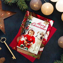 Baby en hond super schattig kerstkaart kaart