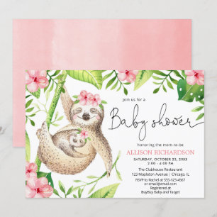 Baby en mammie sloze roze groene baby shower kaart