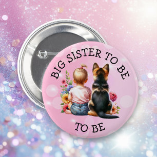 Baby en Puppy Big Sister worden Baby shower Ronde Button 5,7 Cm