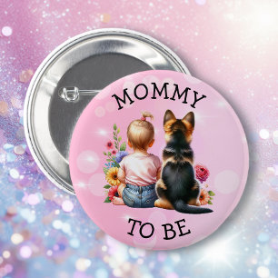 Baby en puppy mama worden Baby shower Ronde Button 5,7 Cm