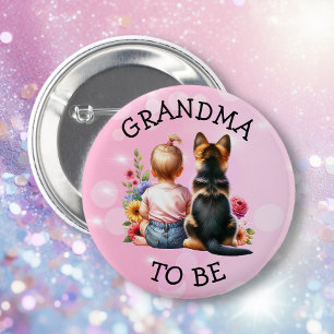 Baby en puppy oma worden Baby shower Ronde Button 5,7 Cm