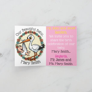 Baby en Stork Design stijl Aankondiging