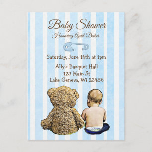 Baby en Teddy Bear Baby shower Briefkaart Uitnodig