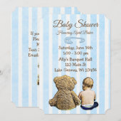 Baby en Teddy Bear Boys Baby shower Uitnodiging (Voorkant / Achterkant)