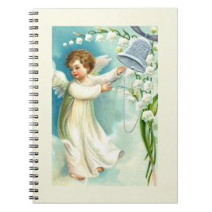 Baby-engel met blauwe bel notitieboek