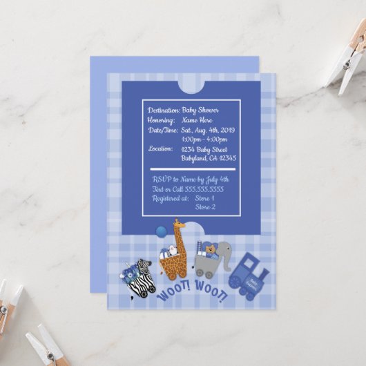 Baby Express-uitnodiging Kaart (Voorkant / Achterkant in situ)