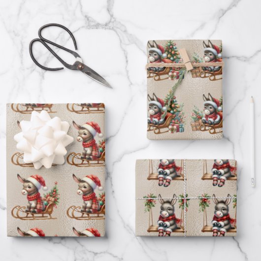 Baby Ezels Kerst Kinderen Inpakpapier Vel (Voorkant)