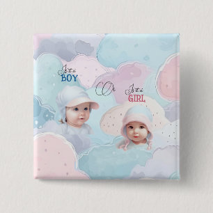 Baby Faces Geslacht onthullen Vierkante Button 5,1 Cm