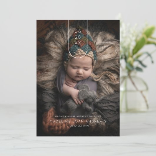 Baby Faire-part Arc Moderne Date Multi Photo (Debout devant)