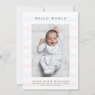 BABY FAIRE-PART DE NAISSANCE Y Hello Pastel Stripe