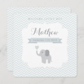 Baby Faire-part éléphant Chevron Coeur (Devant / Derrière)