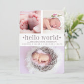 Baby Faire-part Hello World Taupe/Pink 3 Photo (Debout devant)