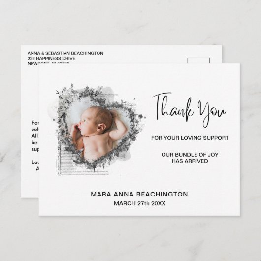 *~* Baby Faire-part + Merci Cartes postales (Devant / Derrière)