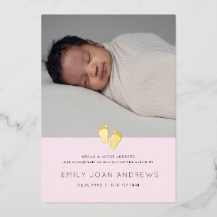 Baby Faire-part moderne bébé pied - fille