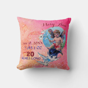 BABY FAIRY, DUIVEN IN ROZE SPARKLES Baby Girl Stat Kussen