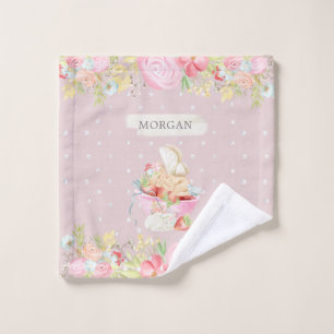 baby fee schattige tuin gechanteerd monogram washandje