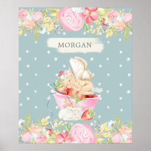 baby fee schattige tuin met monogram poster