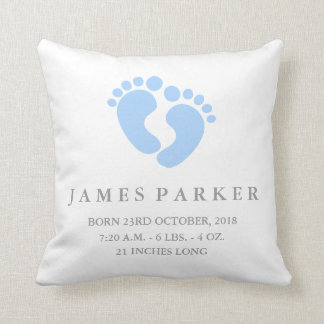 Baby Feet Baby Boy Birth Notice Pillow Kussen