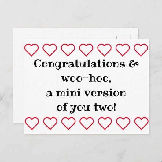 Baby felicitatiewenskaart, welkomstbaby ansichtkaa briefkaart (Voorkant / Achterkant)