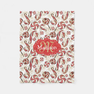 Baby Festive Fun Candy Canes Pattern Fleece Deken