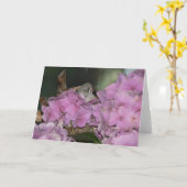 Baby Finch met Hydrangias Wenskaart Kaart (Gele Bloem)