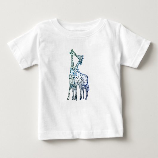 Baby Fine Jersey T-shirt Sweet Giraffes Kus (Voorkant)