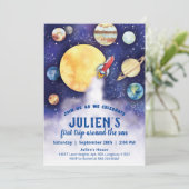 Baby First Birthday Party Space Planet Invitation (Debout devant)
