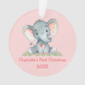 Baby First Christmas Aquarelle Elephant rose (devant)