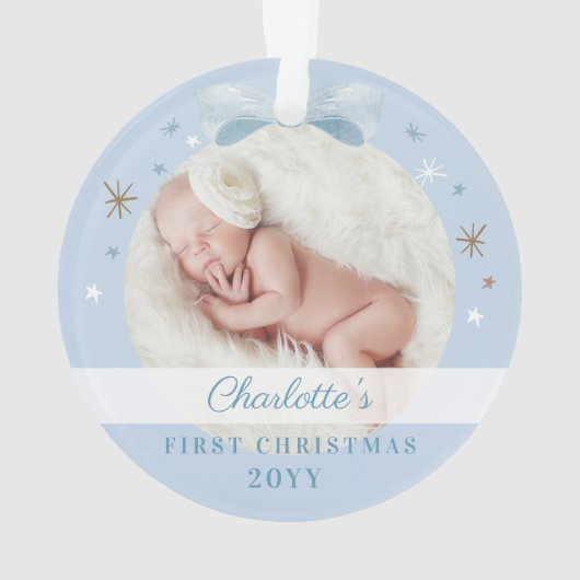 Baby First Christmas Blue Bow & Stars (dos)
