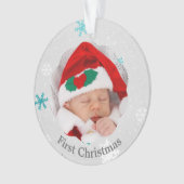 Baby First Christmas Blue Snowflakes Photo (devant)