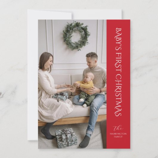Baby First Christmas Carte photo Rouge (Devant)