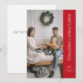 Baby First Christmas Carte photo Rouge (Devant / Derrière)