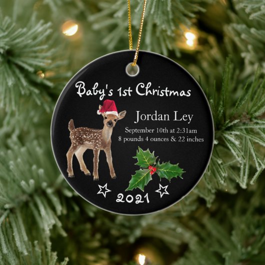 Baby First Christmas Fawn Deer céramique Ornement (Arbre)