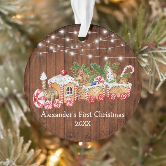Baby First Christmas Gingerbread Train Wood Lights (Arbre)