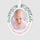 Baby First Christmas Holly Wreath Watercolor Rose (devant)