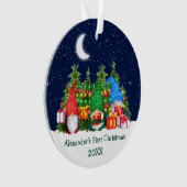 Baby First Christmas Lights Aquarelle Gnomes Sky (devant)