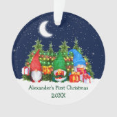 Baby First Christmas Lights Aquarelle Gnomes Sky (devant)