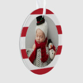 Baby First Christmas Modern Red Stripes Photo (devant)