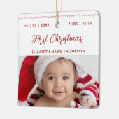 Baby First Christmas Name Birth Stats Calligraphy  Keramisch Ornament (Links)
