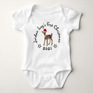 Baby First Christmas Père Noël Fawn Deer Baby Body