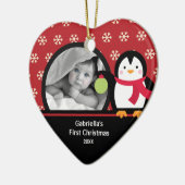Baby First Christmas Photo Ornement Pingouin (Gauche)
