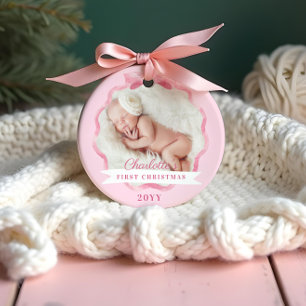 Baby First Christmas Pink Ribbon & Bow