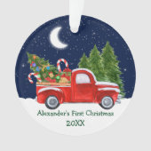 Baby First Christmas Red Truck Forest Stars (devant)