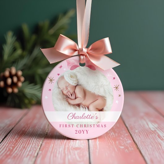 Baby First Christmas Rose Bow & Stars