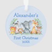 Baby First Christmas Safari Animaux Blue Ornament (dos)