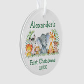 Baby First Christmas Safari Animaux Green Round (devant)
