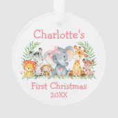 Baby First Christmas Safari Animaux Pink Bow (dos)