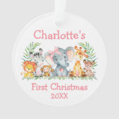 Baby First Christmas Safari Animaux Pink Bow (devant)