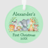 Baby First Christmas Safari Animaux Round Green (dos)